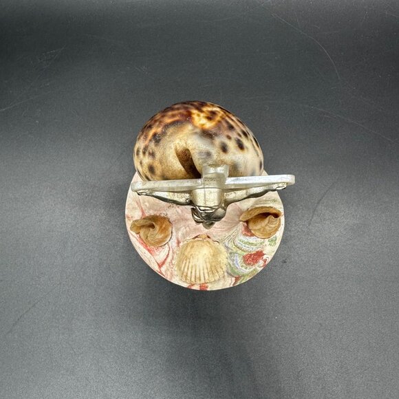Vintage 1950s Shell Jesus Crucifix Religious Figurine Dish Beach Nautical Kitsch - Picture 6 of 11